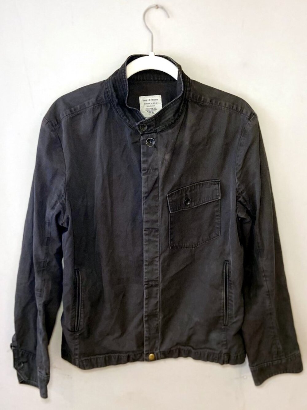 rag & bone Men's Moto Jacket Gray‎ Cotton | Size M